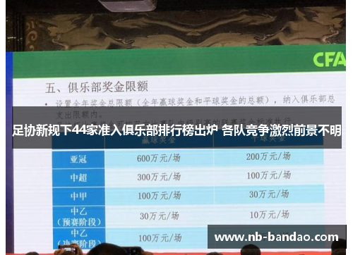 足协新规下44家准入俱乐部排行榜出炉 各队竞争激烈前景不明